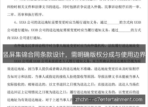 竖屏集锦合同条款设计，需明确版权分成与使用边界